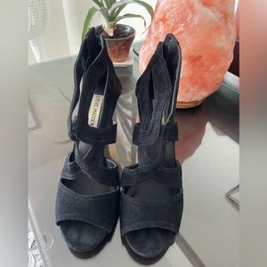 Jessica Simpson. Black velvet open toe 4" heels.